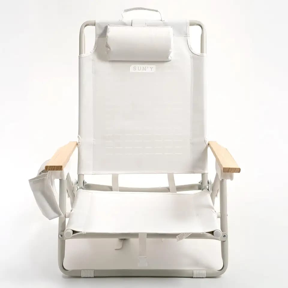 SUN'Y Escapes Portable Backpack Beach Chair for Adults - Seashell White