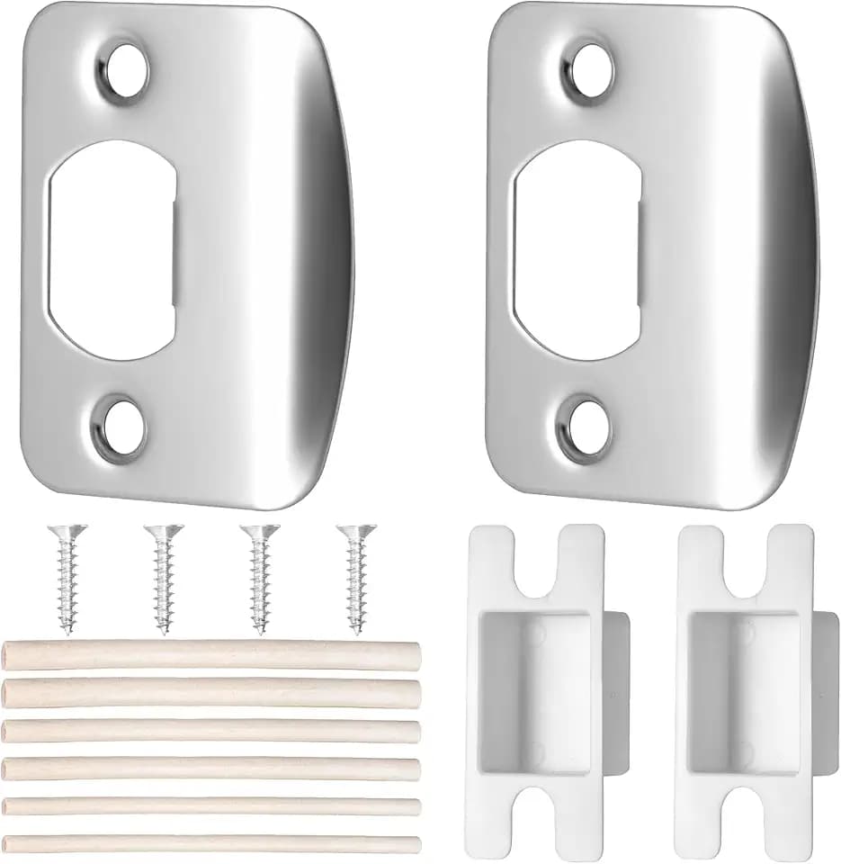 Door Strike Plate for Interior Doors, Polished Chrome, 2 Pack