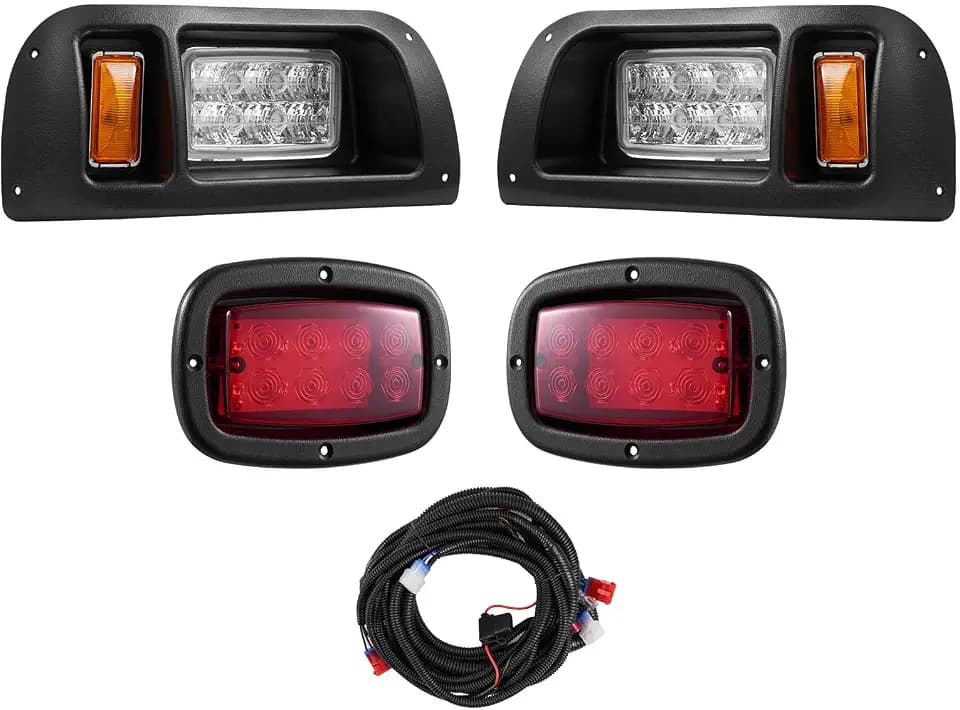 VEVOR Golf Cart Light Kit, 12 Volt, LED Headlight and Tail Light Kit with Wiring Harness, Switch, Zip Ties, ABS Housing, High-Brightness, Waterproof and Dustproof, Fit for EZGO TXT 1996-2013 Models