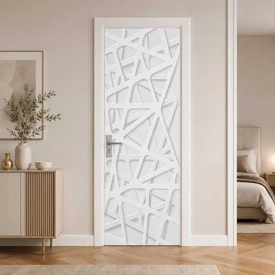 Door Stickers Peel & Stick Murals-Wall Covers Decorative Decal White Lines