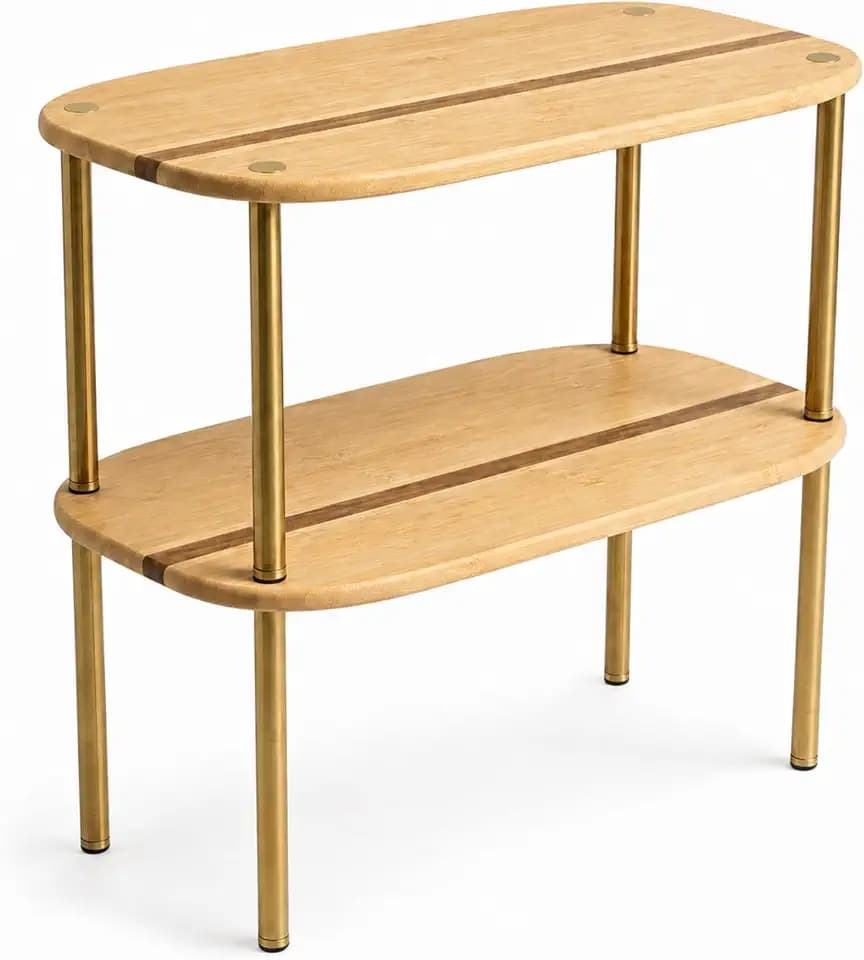 Ibyx Stackable Shelves Organizer for Kitchen, Set of 2, Bamboo, Natural