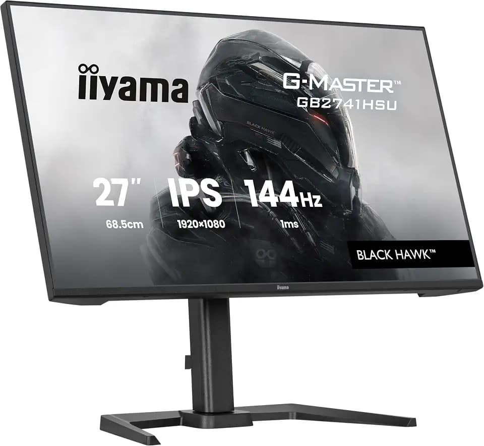 iiyama G-Master Black Hawk GB2741HSU-B1 Full-HD IPS Gaming-Monitor | 68,6 cm, 27", 144Hz, 1ms, HDMI, DP, USB2.0, Lautsprecher, FreeSync, Black Tuner, Höhenverstellung, Pivot, VESA, schwarz
