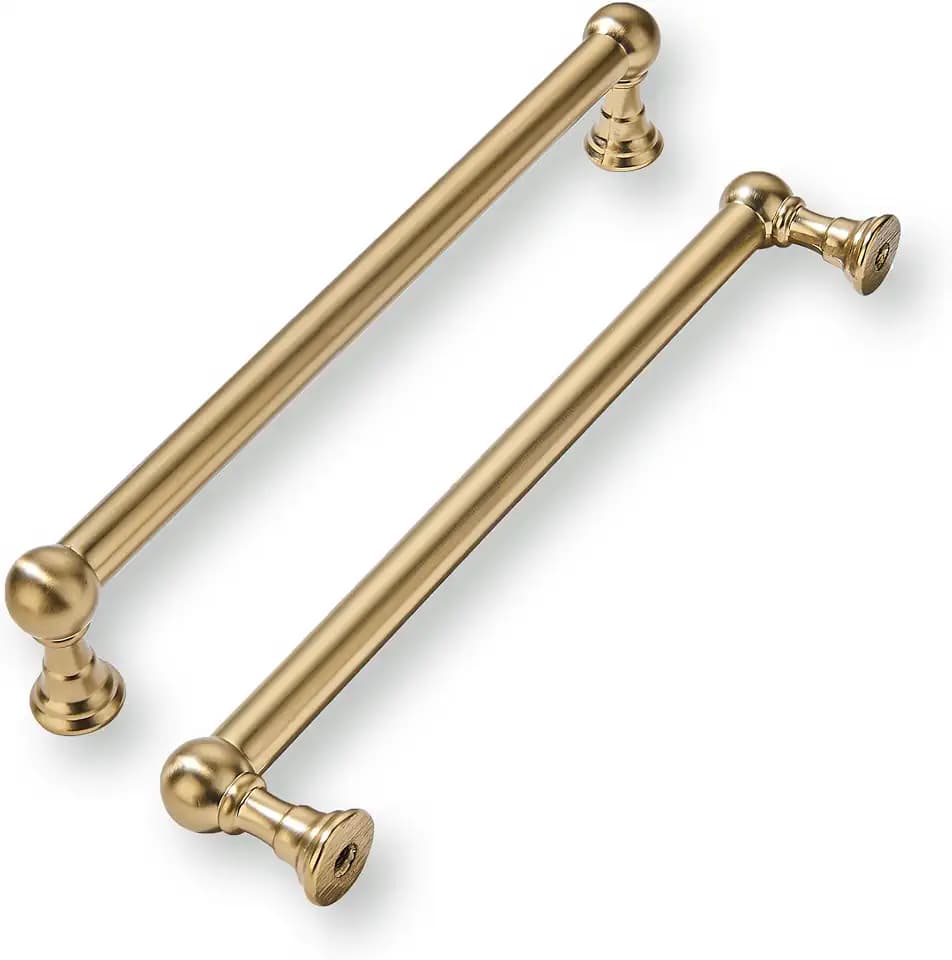 khtumeware 10 Pack 8 Inch Hole Center Champagne Bronze Cabinet Pulls Heavy Duty Solid Satin Brass Cabinet Handles for cabinets Dressers Kitchens Handles Bathroom cabinets
