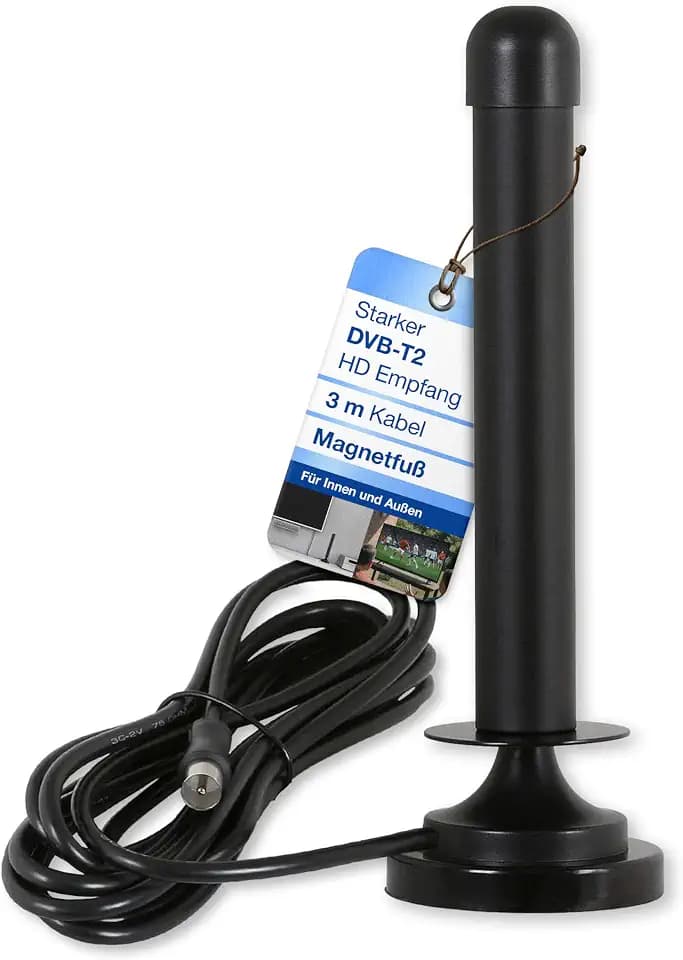Wicked Chili DVBT2 Antenne kompatibel mit HD TV Receiver Samsung, Xoro | Dyon, TechniSat, Digitalbox, Freenet, Magnetfuß für innen und außen