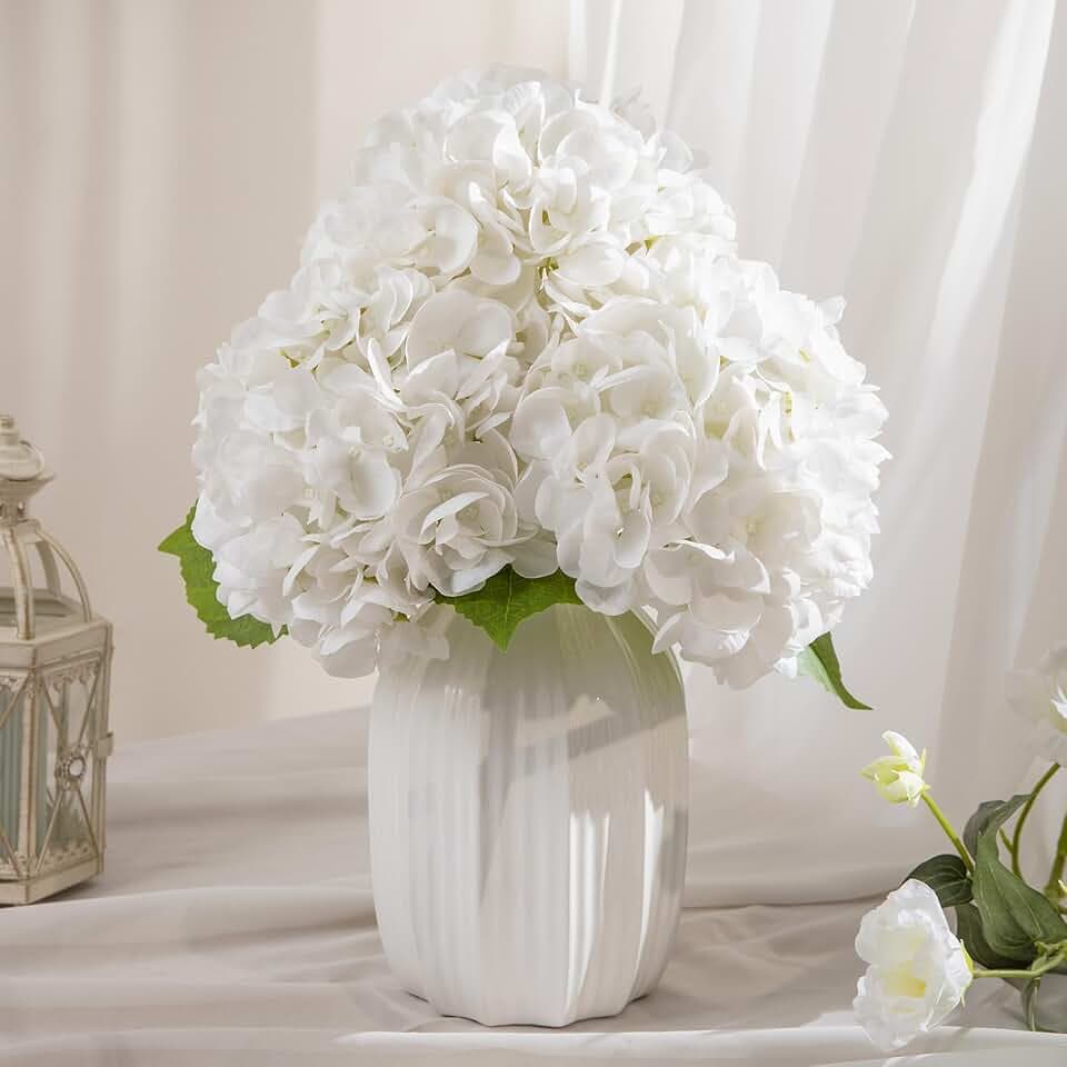 Hydrangea Artificial Flowers Real Touch White Flower Faux Hydrangea Flowers