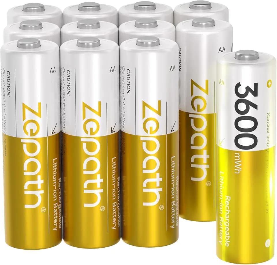Wiederaufladbare AA Lithium Akkus 1.5V 3600mWh, 12 Pack