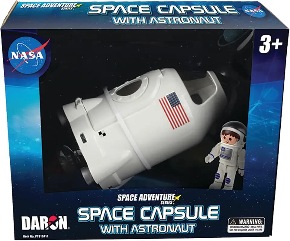 Space Adventure Series Daron Space Capsule with Astronaut Figure – 7-Inch Detailed Toy with Opening Hatch and Helmet – Imaginative Play for Ages 3+