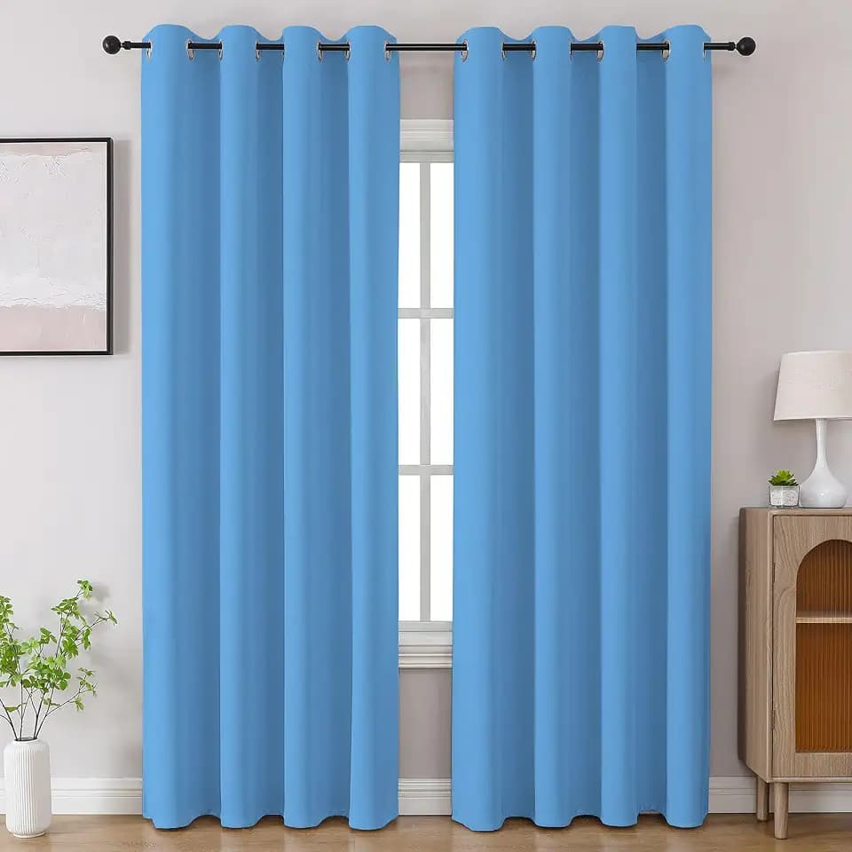 CUCRAF Room Darkening Window Curtains for Bedroom,Light Blocking Drapes for Living Room,52 inch Width x 96 inch Length,Set of 2 Panels,Light Blue