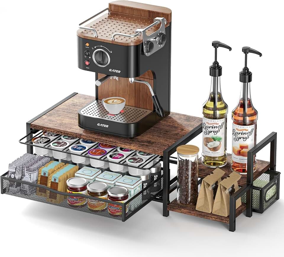 Coffee Bar Organizer for Countertop, Hold up 48 Pods, Black