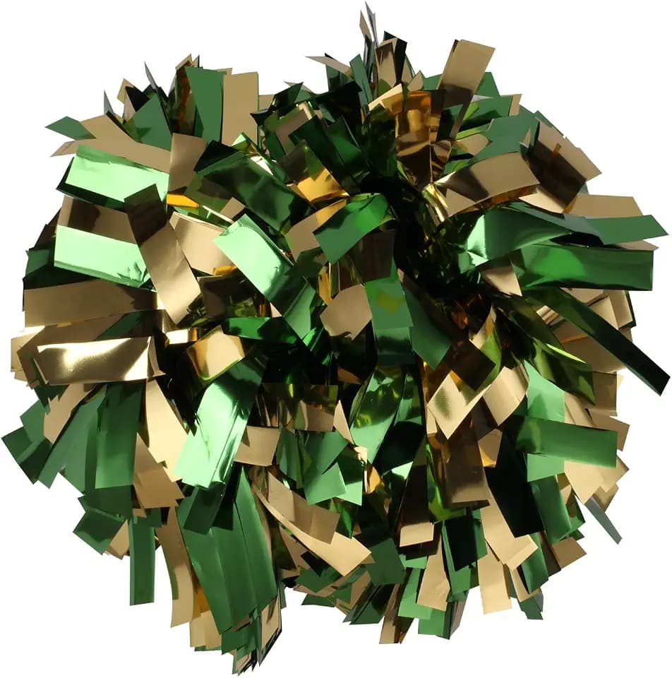 Metallic Cheerleader Cheerleading Pom Poms 6 inch 1 Pair (Kelly Green/Gold)