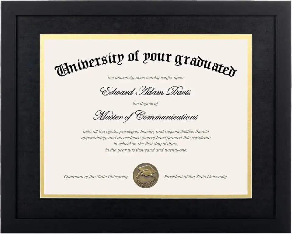 upsimples Diploma Frame with HD Glass, 11x14 Black, 1 Pack