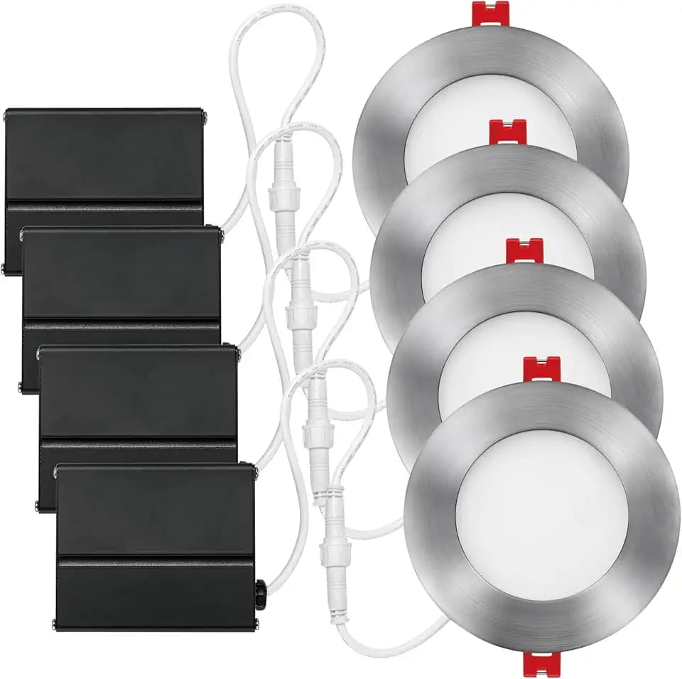 Globe Electric 4 in. 9W Brushed Nickel Ultra Slim LED Integrated Recessed Lighting Kit (4-Pack)
