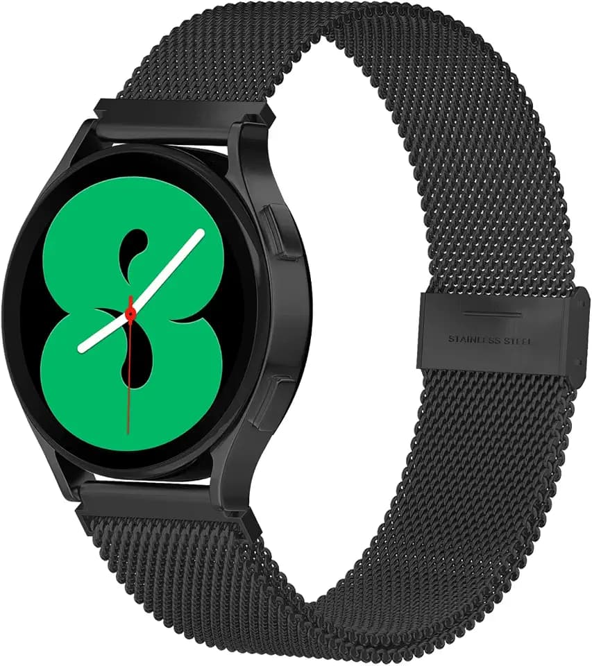 Armband Kompatibel mit Samsung Galaxy Watch 5 / 5 Pro / 4 (Classic) / Active 2 / 3 41mm, 20mm Edelstahl Mesh Metallmagnet Armbänder für Frauen Männer (Schwarz)