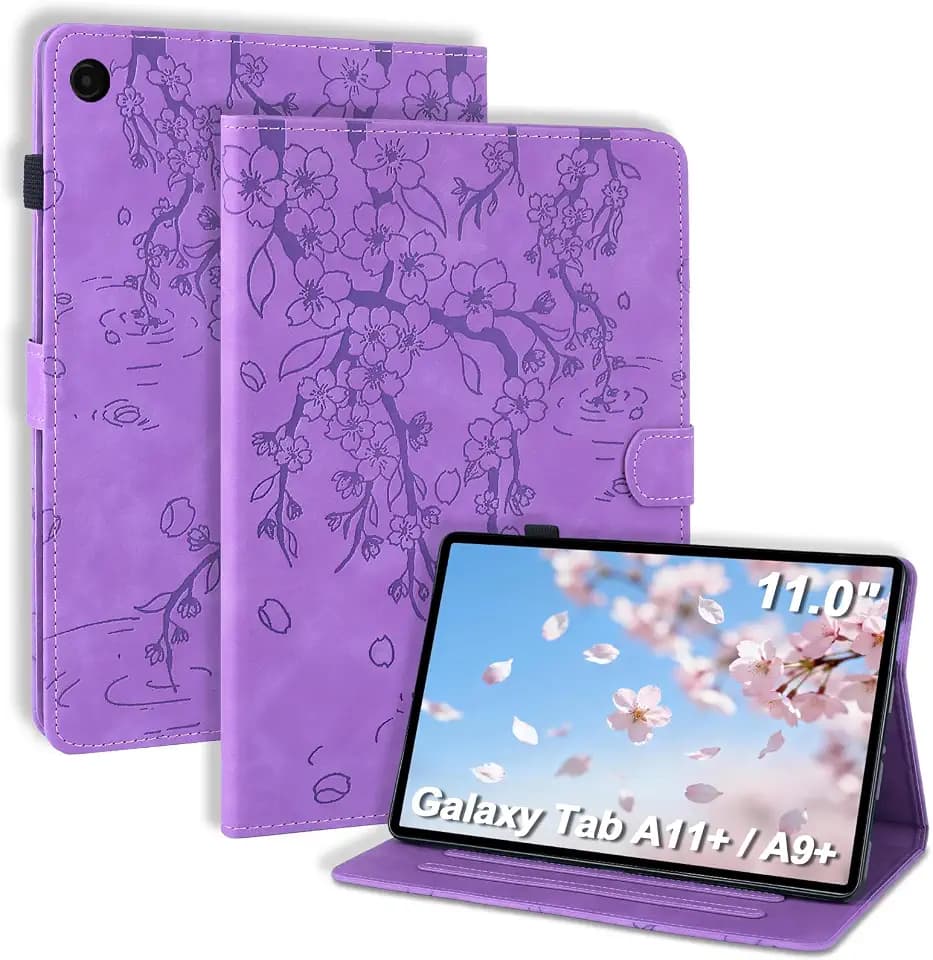 Hülle für Samsung Galaxy Tab A11+ /A11 Plus 11 Zoll 2025 SM-X230 SM-X235 SM-X236B Folio Flip PU Leder Schutzhülle mit Stifthalter und Standfunktion Tablet Hülle Lila