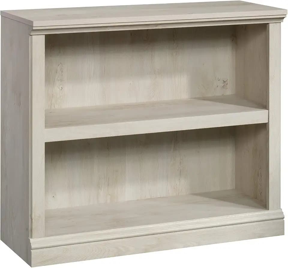 Sauder 2 Tier Book Shelf Wooden Bookcase Multipurpose Bookshelf for Home Office, Living Room, in Chalked Chestnut