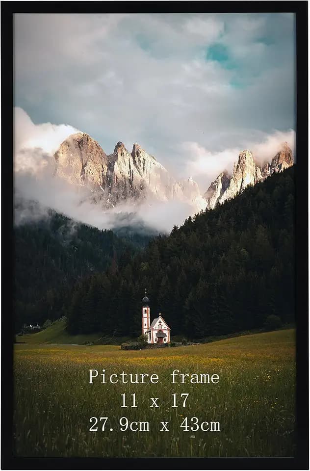Giftgarden 11x17 Picture Frame Black, 11 by 17 Thin Poster Photo Frame for Wall Display, Single