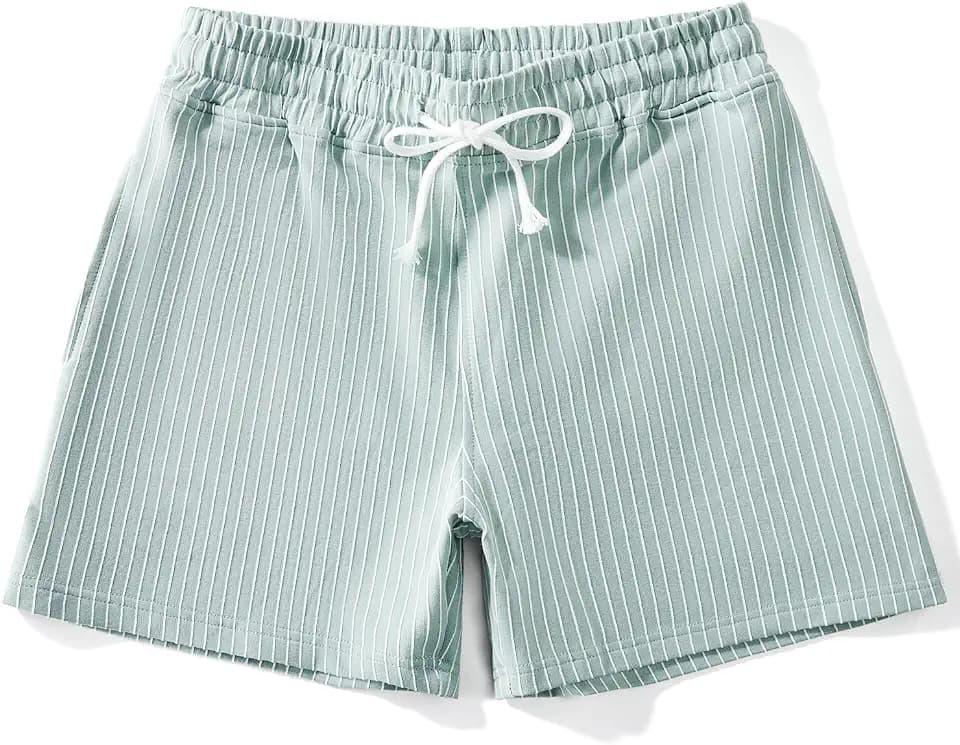 Men's 5" Striped Terry Shorts Cotton Stretch with Pockets