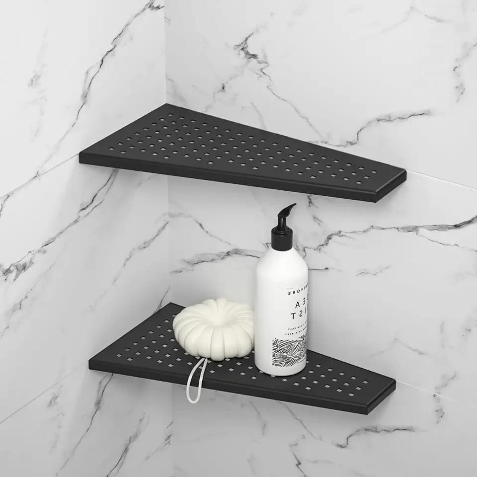 Corner Shower Shelf 12" Matte Black, 304 Stainless Steel