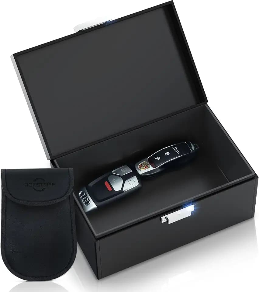 Ironstripe Keyless Go Schutz Autoschlüssel Box, Extra Groß 19 x 12 x 9 cm Faraday Box, Diebstahlschutz Keyless Go Schutz Box, Extra Faraday Schlüsseltasche