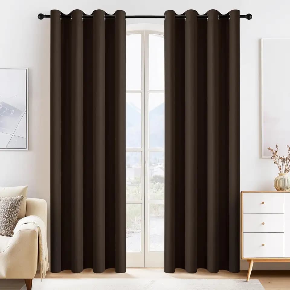 PONY DANCE Blackout Curtain Panels, W 55" x L 80", Chocolate Brown, 2 Pcs