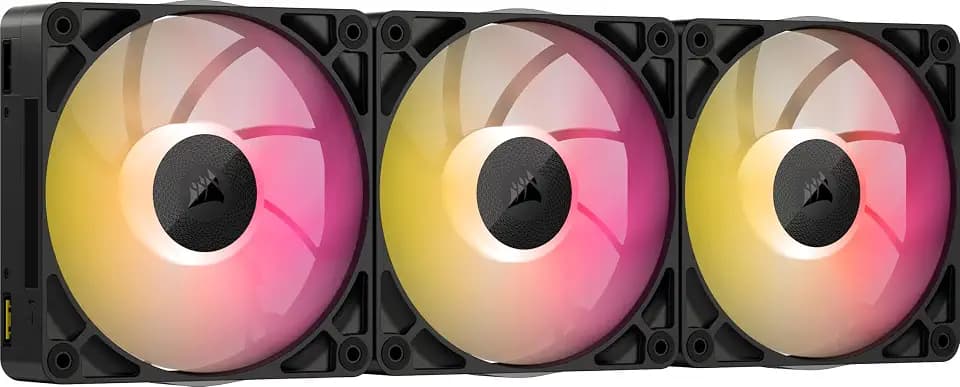 CORSAIR iCUE LINK RX120 MAX RGB 120mm PWM Dicker Lüfters mit iCUE LINK System Hub – Hochstatischer Druck – Magnetisches Kuppellager – Dreierpack – Schwarz