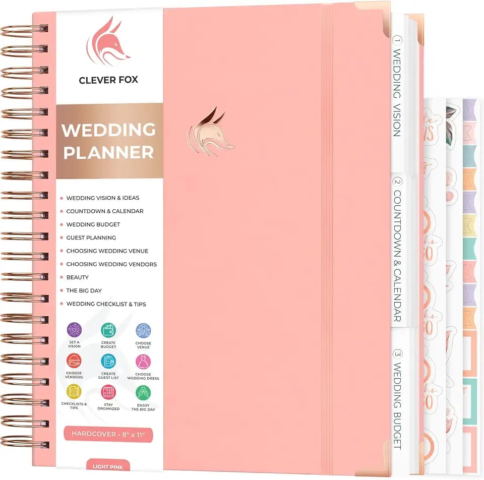 Clever Fox Wedding Planner Book & Organizer Binder Book, Light Pink