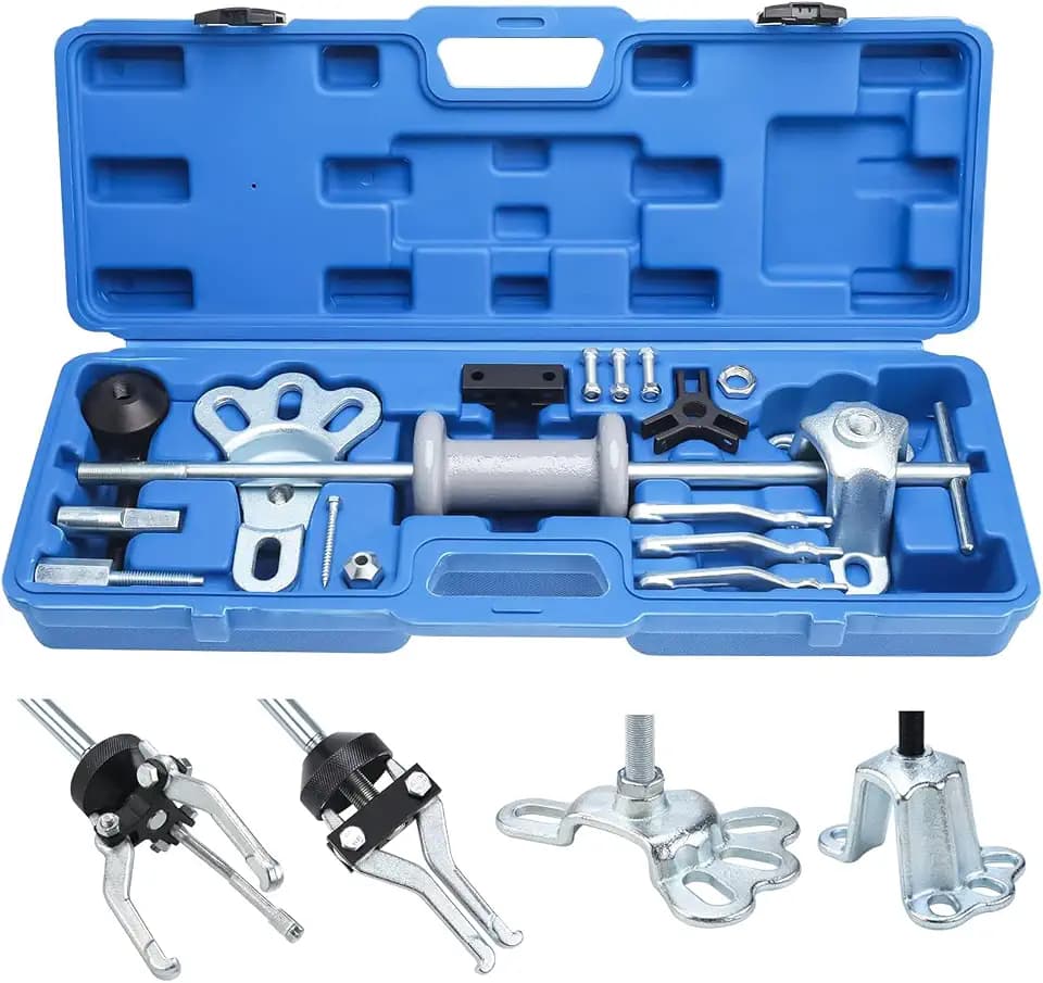 FreeTec 9-in-1 Radlager Abzieher Radnabenabzieher Satz mit Gleithammer, 2/3 Backen Lager Innenlager Auszieher Innenabzieher, Vorder- und Hinterradnabe Abzieher Gleithammer Dentzieher für Autoreparatur