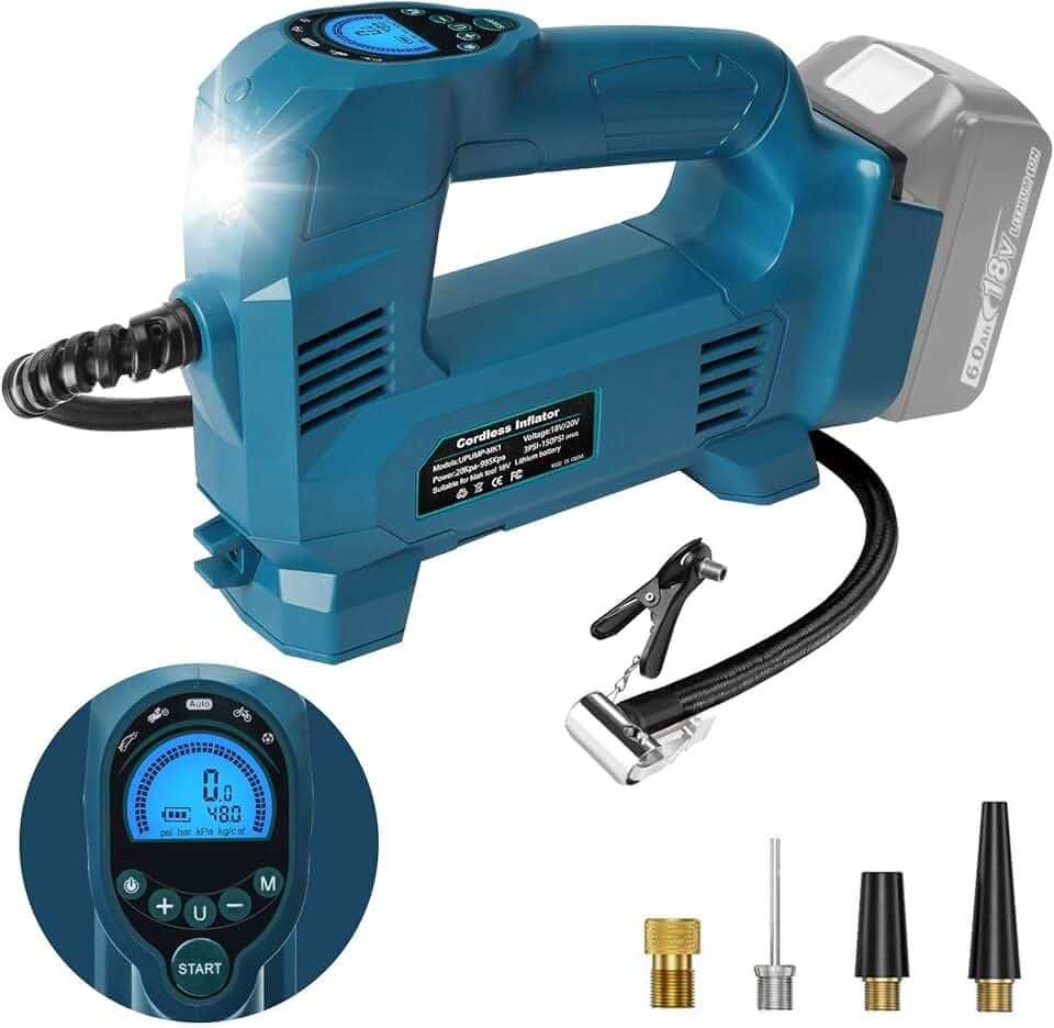 QUPERR Akku Kompressor kompatibel mit Makita 18V Akku, Bis 10,34 bar