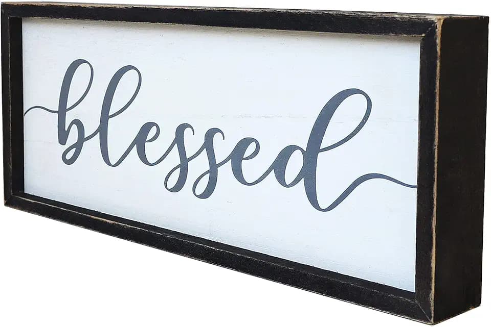 Wooden Farmhouse Freestanding Framed Blessed Decor for Living Room