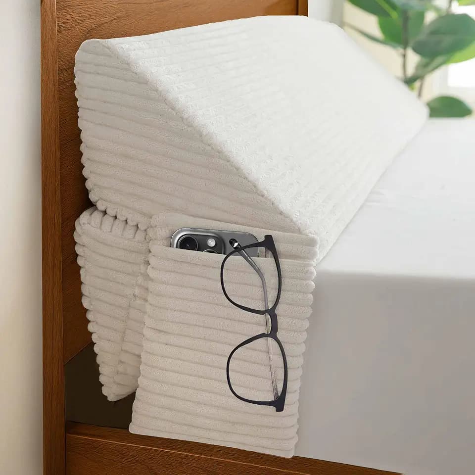 HIGOGOGO Queen Size Wedge Pillow for Headboard Gap - Multi Functional Mattress Wedge Bed Gap Filler Close The Gap (0-7") Between Your Mattress and Headboard or Wall (Beige 60"x11"x9")