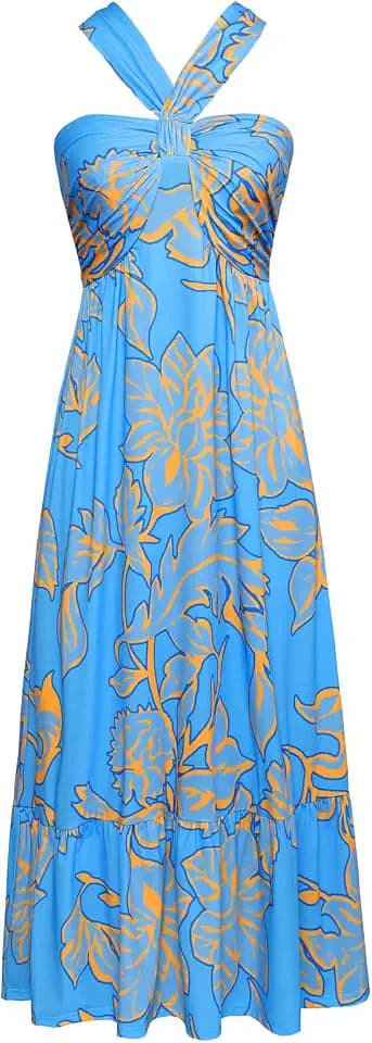GRACE KARIN Womens Summer Floral Halter Boho Maxi Dresses