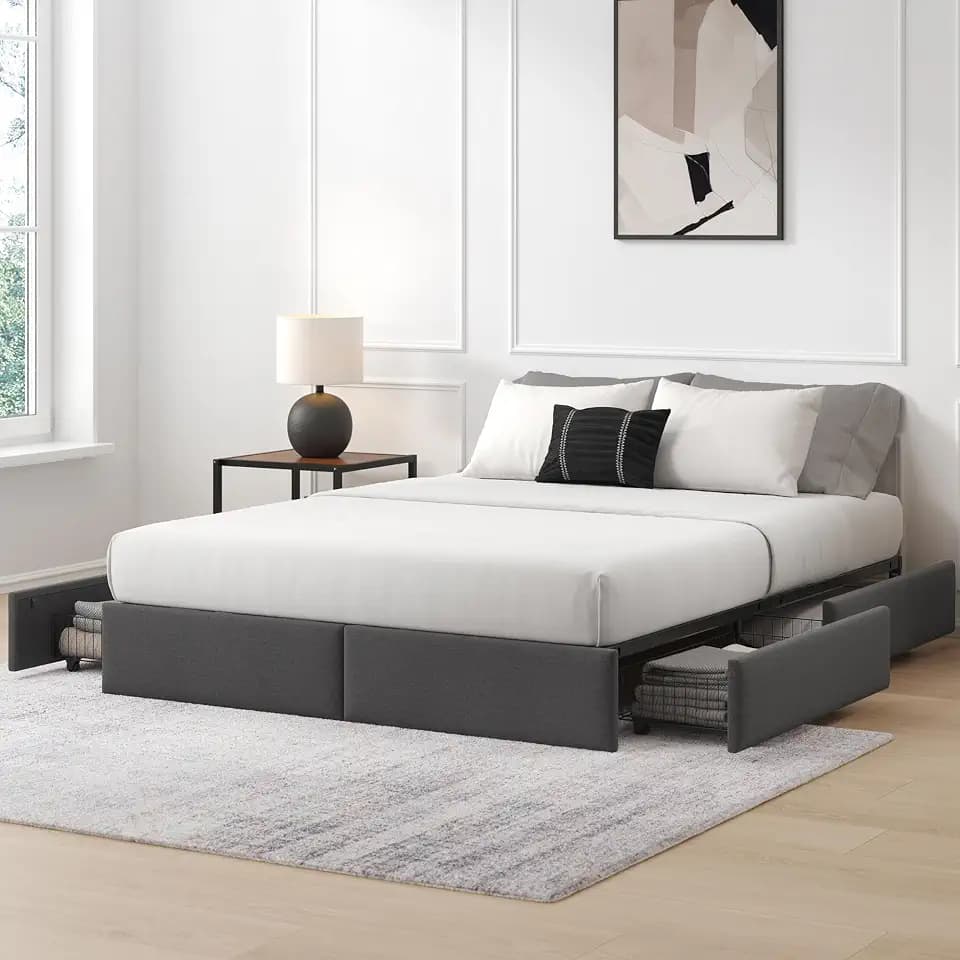 Zinus Maya Platform Bed Frame, Four Underbed Storage Drawers, Queen