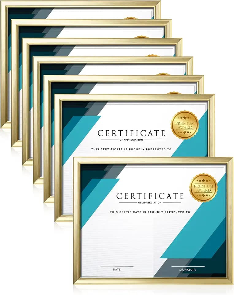 LaVie Home 8.5x11 Picture Frames (6 Pack, Gold) Simple Designed Photo Frame with High Definition Glass for Wall Mount & Table Top Display, Set of 6 Classic Collection