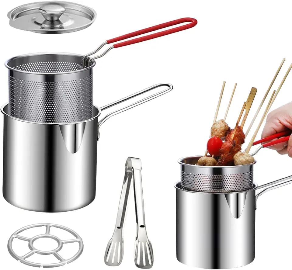 Mini Deep Fryer Set, 1.5Qt Personal Small Deep Fryer Pot