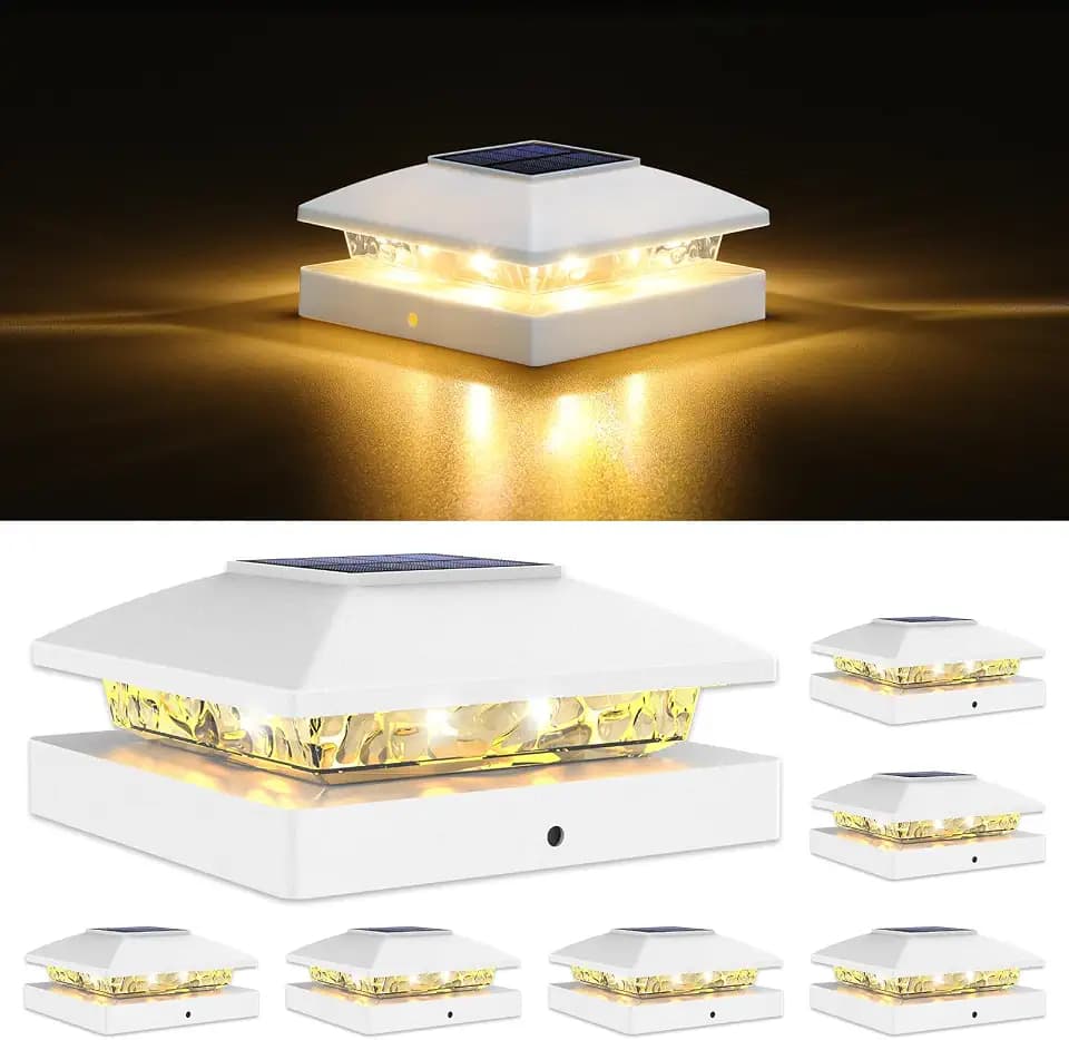 VOLISUN 4x4 Solar Post Cap Lights, 6 Pack White Waterproof Fence Lights