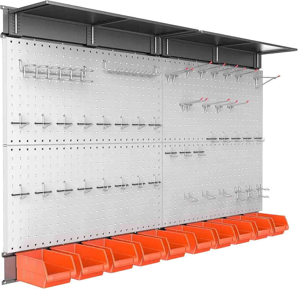 TORACK Metal Pegboard with Peg Board Hooks, Tools Storage Pegboard