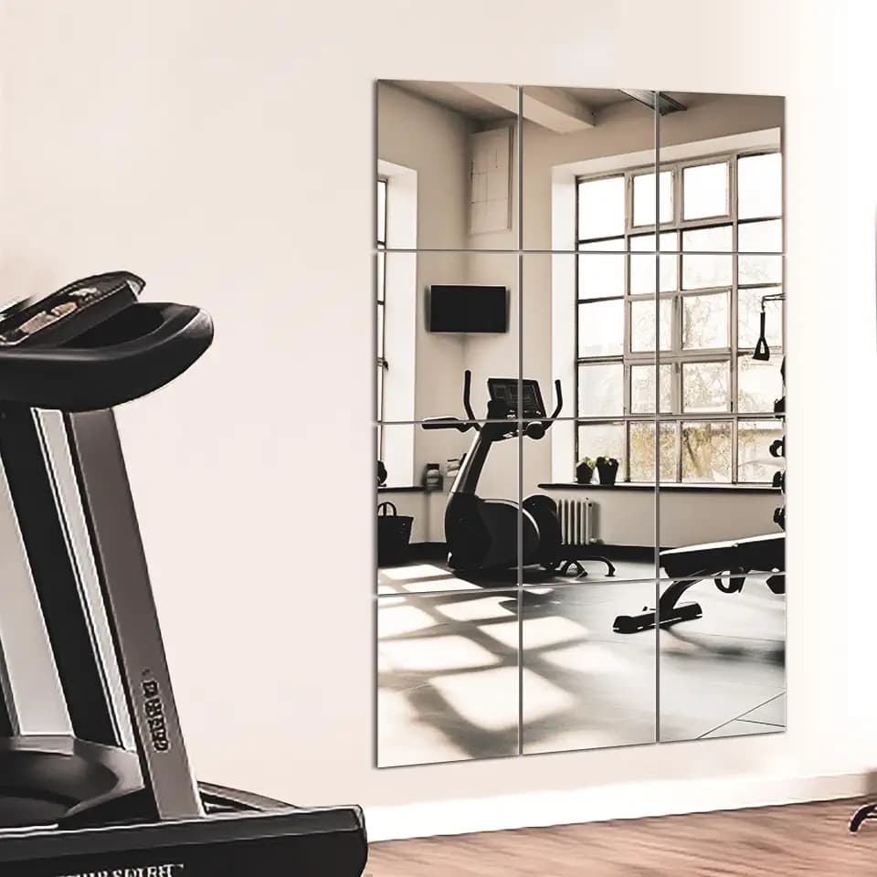 TRAHOME Home Gym Mirror Tiles for Wall, 14"x12"x12PCS Full Length Mirror