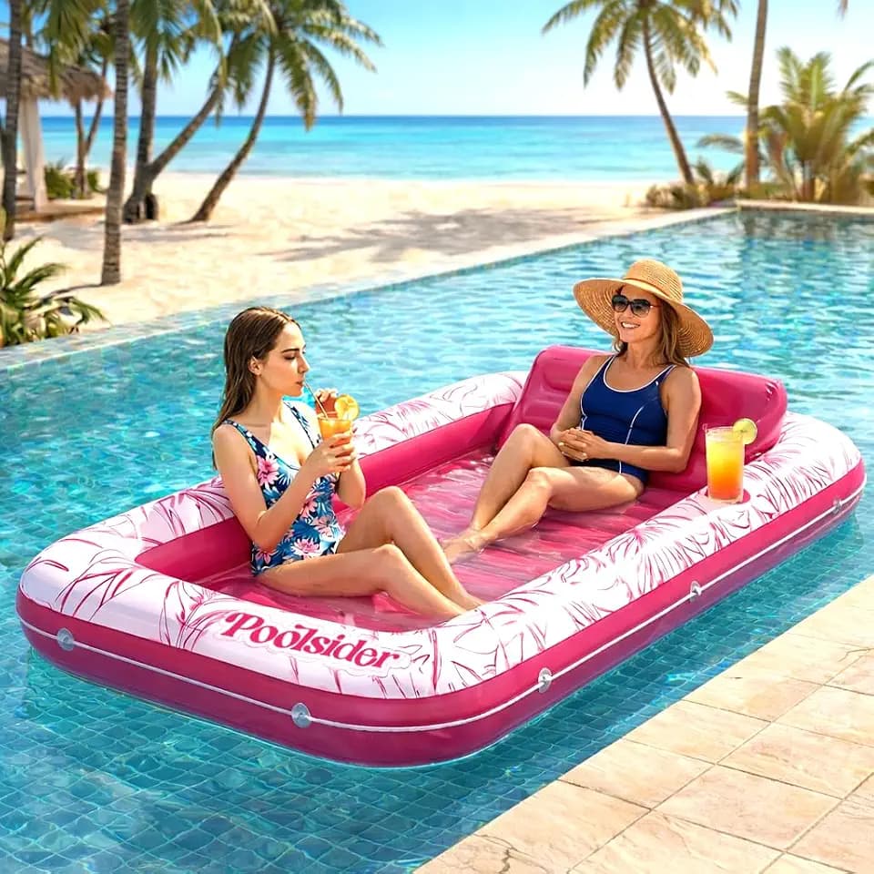 Poolsider Inflatable Tanning Pool Lounger |Large Inflatable Tanning Bed for Adults -4 in 1 Multipurpose Sunbed Tub | Pool Floats Adults