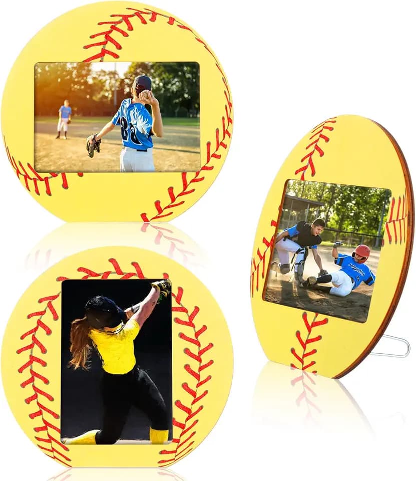 Vicenpal 3 Pcs Sport Picture Frame Wooden Tabletop, Softball