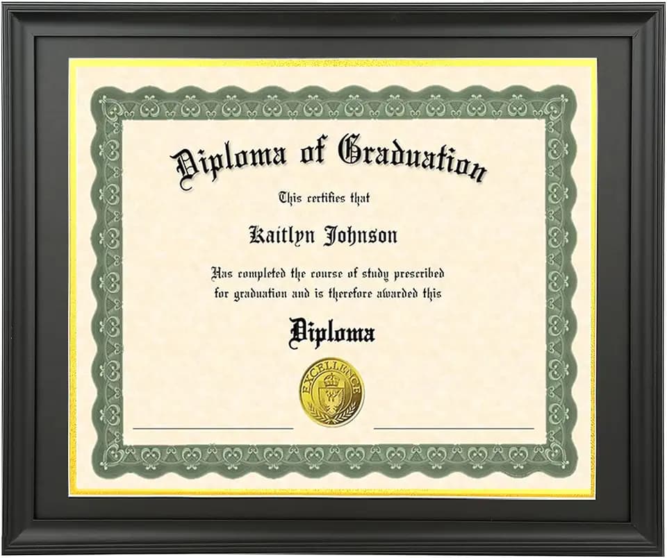 LTYHHK 16x20 Diploma Frame Solid Wood Black, Displays16x20 Diplomas with Black Over Gold Mat or 18x22 Inch Without Mat 16x20 Diploma Frame16x20 inch Certificate Frames (L23B1822BG1620)