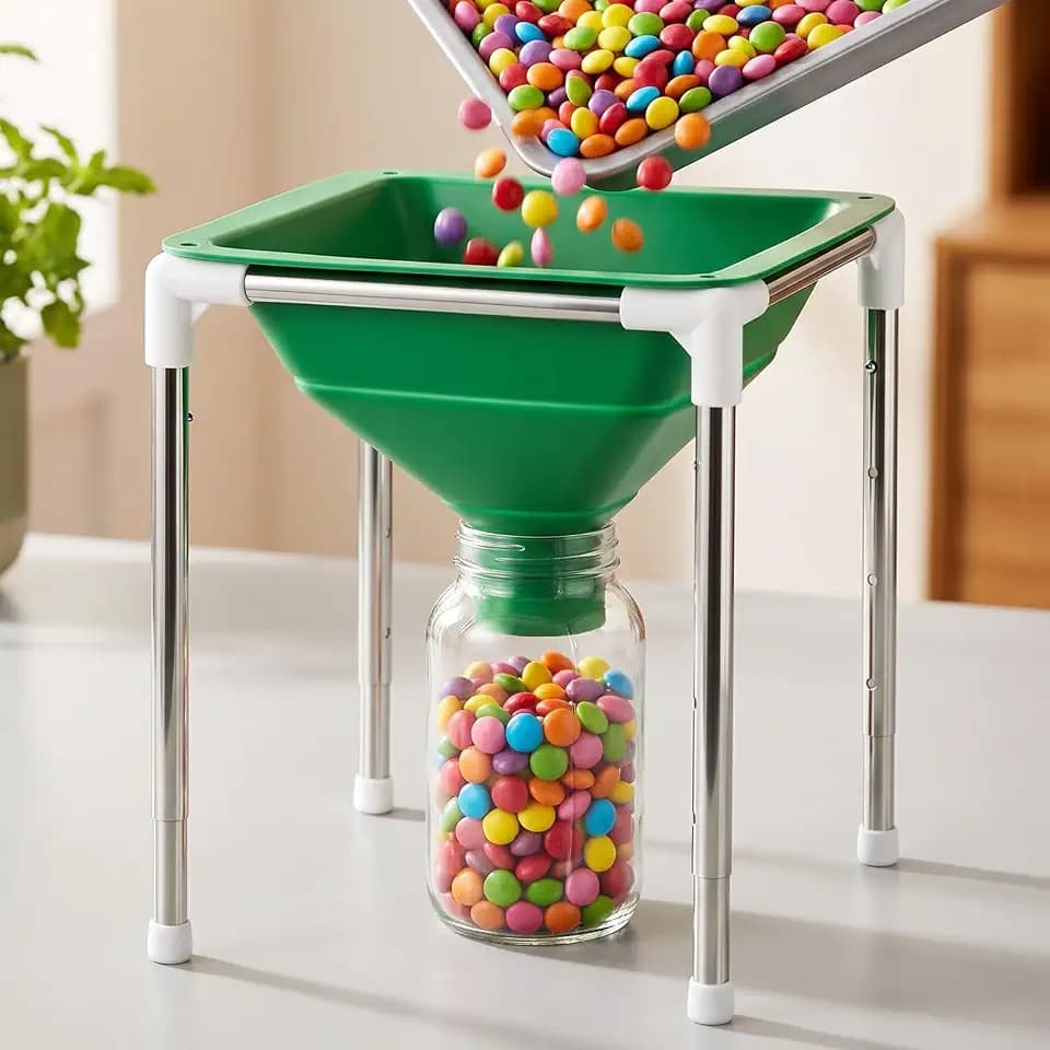 Extra Large Silicone Collapsible Funnel with Stand for Freeze Dryer, Wide Mouth Design Fit All Size Dryer Trays, Easy Transfer for Kitchen Accessories Festival Gifts