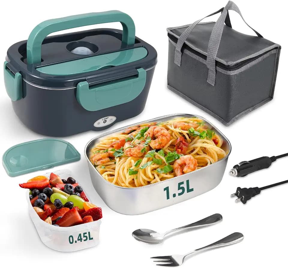 SOHIDA 1.5L Electric Lunch Box Food Heater, 80W Heated Lunch Box (Green)
