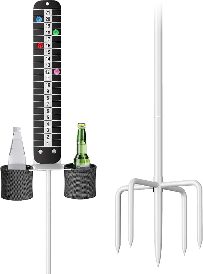 Queension Cornhole ScoreKeeper with Drink Holder for Corn Hole Games, White
