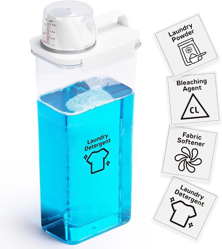 Laundry Detergent Dispenser-1 Pack, Detergent Dispenser with 4 Removable Labels, Laundry Soap Dispenser for Laundry Room Organization and Storage, BPA Free & PET Plastic Clear (98 oz)