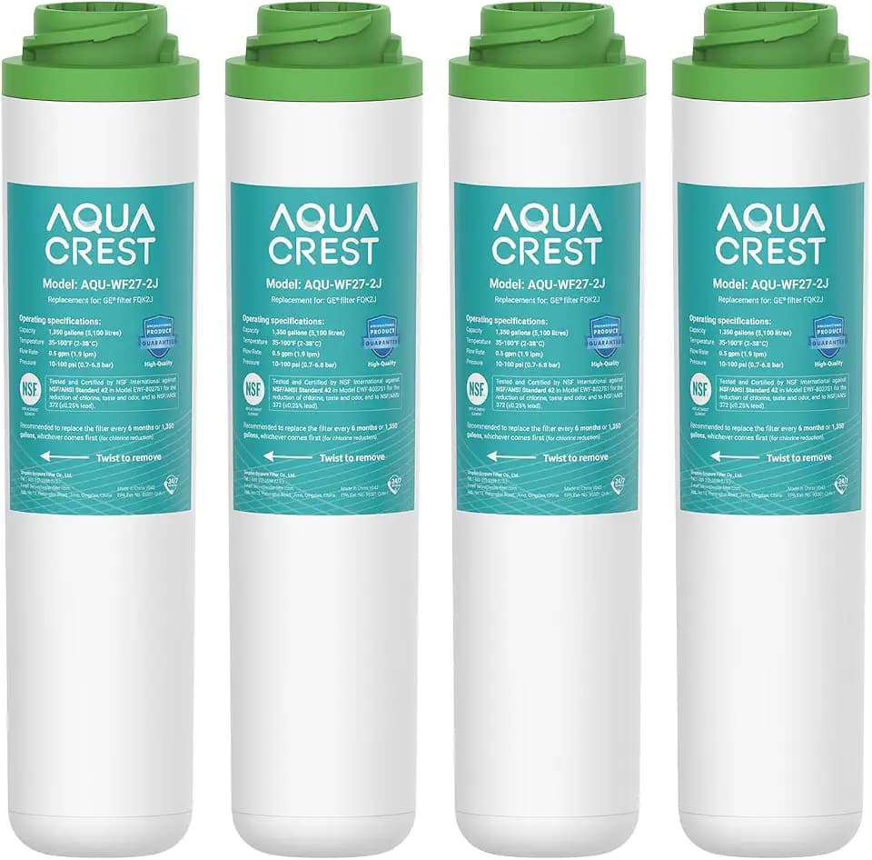 AQUA CREST FQK2J Water Filter Replacement for GE FQK2J, FQK1K, 4 Pack