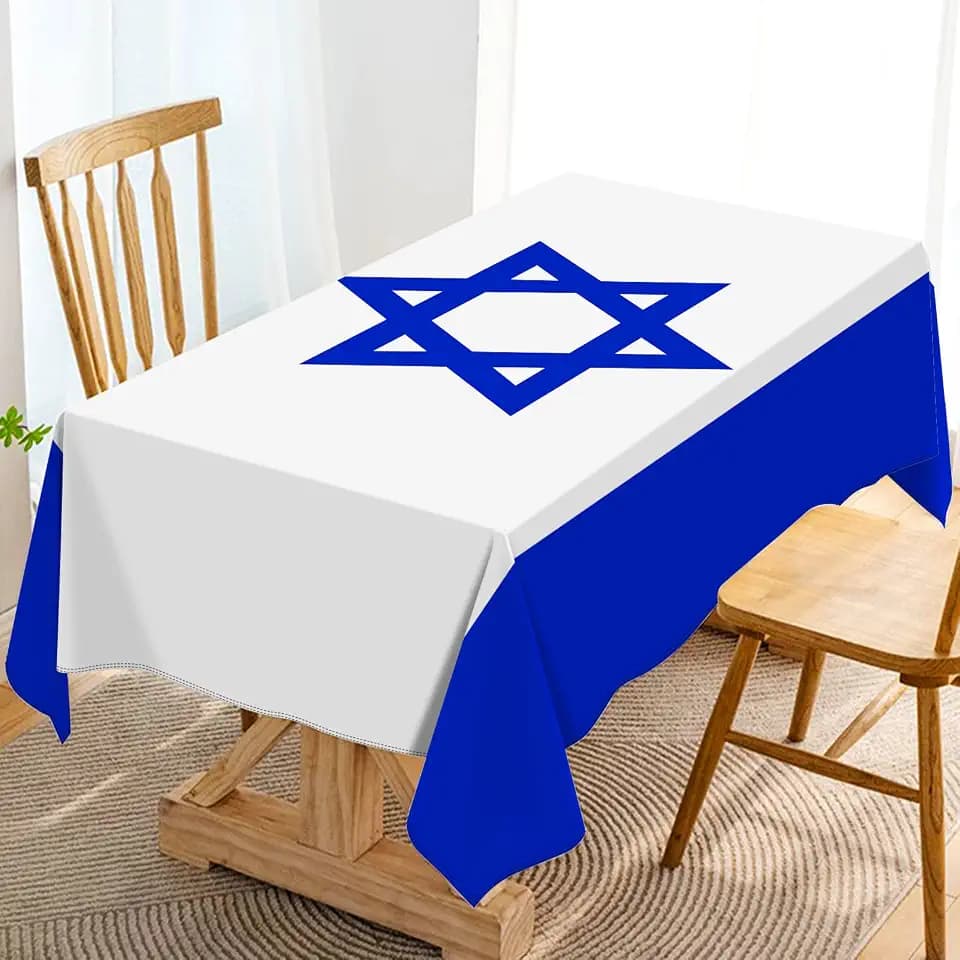 Hafangry Israel Flag Tablecloth Israel Independence Day Decoration Jewish Festival Kitchen Dining Room Home Decor-60×84inch