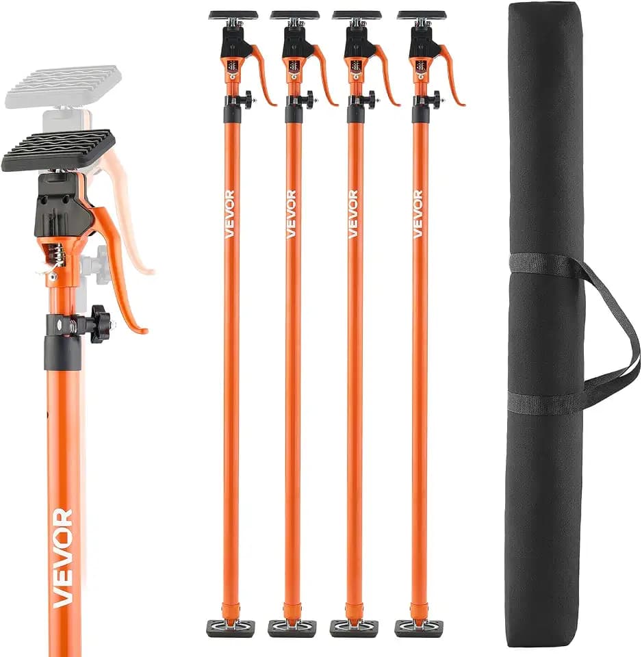 VEVOR Cabinet Jack Support Pole, 4-Pack, 49.2-114.6 Inch Steel Telescopic Quick Support Rod, Adjustable 3rd Hand System up to 198 lbs Capacity for Installing Cabinets, Lifting Drywall, Cargo Bars