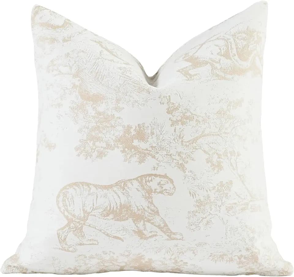 Croker Horse New 22x22'' inches Throw Pillow Cushion Covers - Jungle Tiger Pattern Chenille Jacquard Embroidery Luxury Modern Style Couch Sofa Bed Pillow Cover for Living Room Bedroom