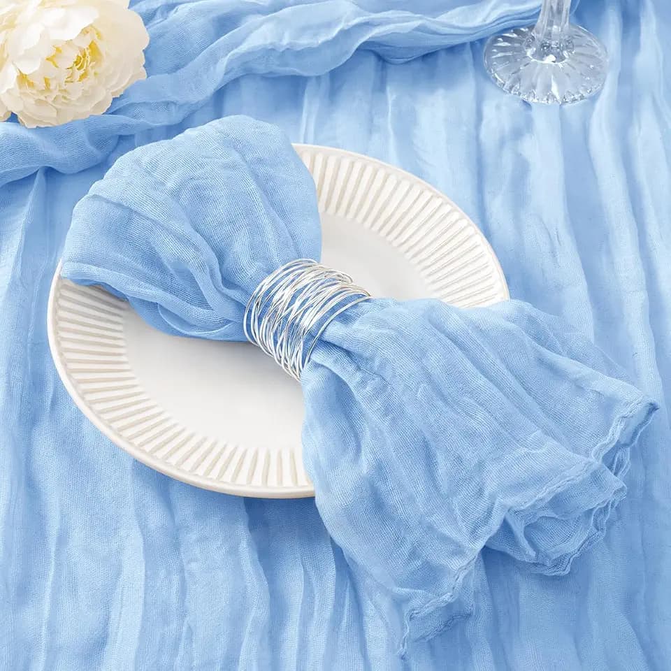 DeZerlor Baby Blue Washable Cheesecloth Napkins Set of 50 for Wedding Party
