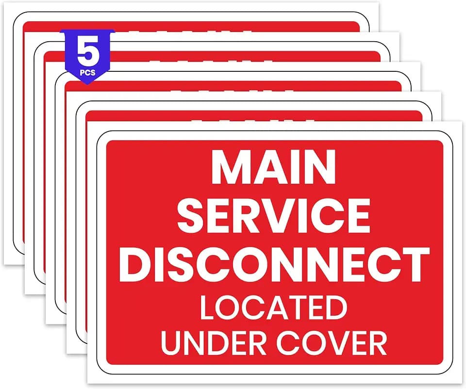 5 x Emergency Disconnect Sticker | 5 x 3.5 Inch Vinyl Emergency Shut Off Sign | UV-Resistant Disconnection Notice | Emergency Shutoff Stickers for Indoor/Outdoor
